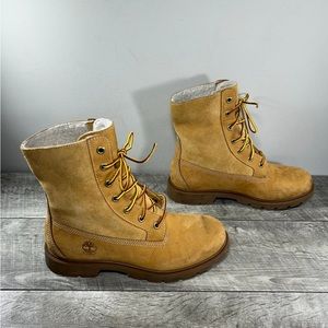 Timberland A1KGC Linden Woods Wheat Leather Womens Waterproof Fold-Down Boots 8